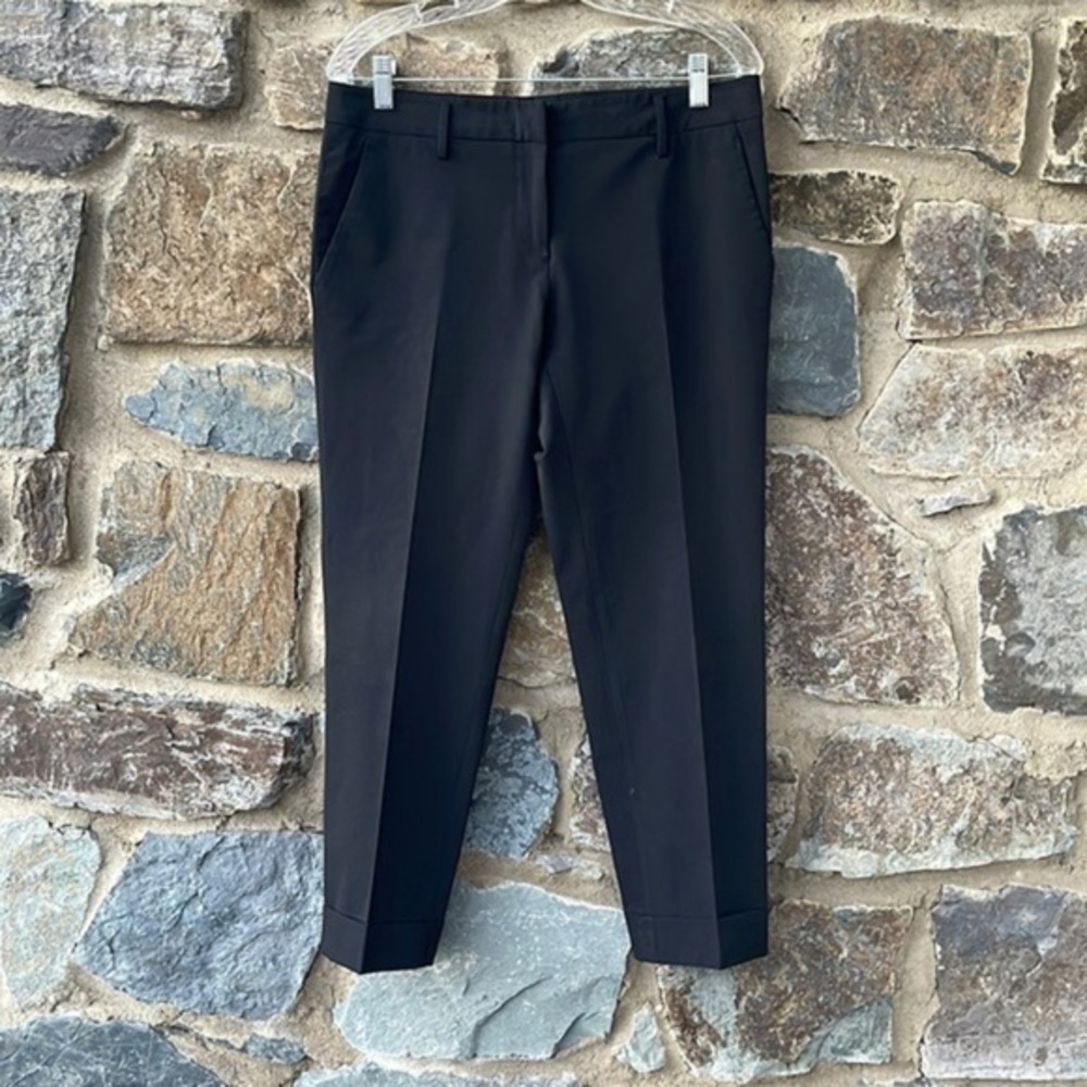 Prada Flat Front Cuffed Ankle Trouser Pants in Black Size 42